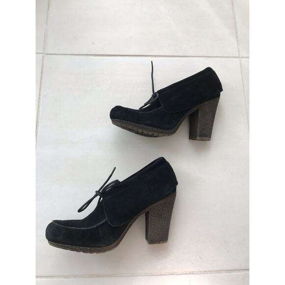 Nine West Suede Snow Drift Lug Sole Lace Up Booties Black - Picture 5 of 12